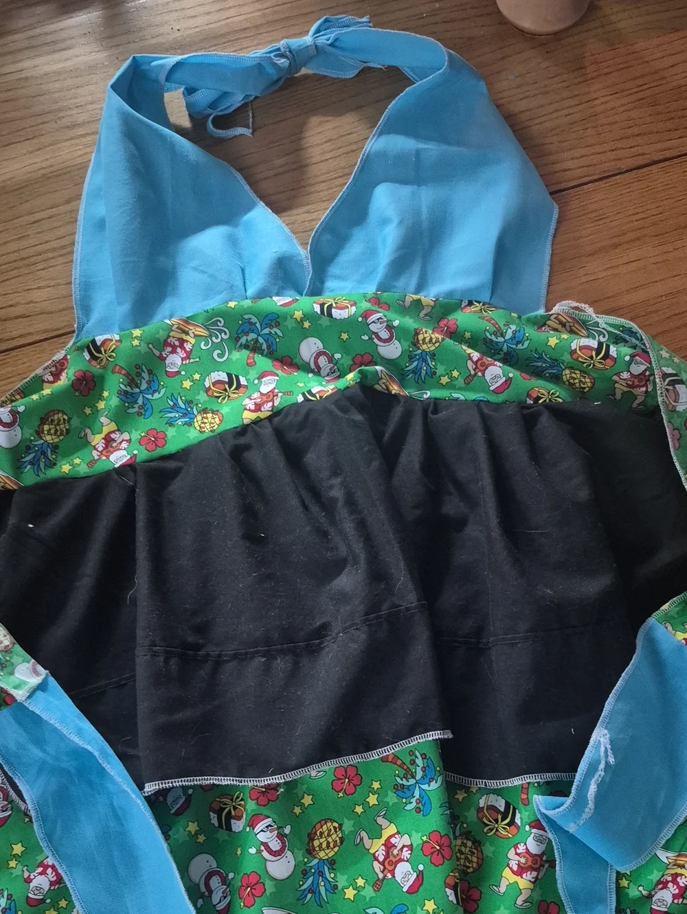 Blue and Green Holiday Print Kitchen Apron